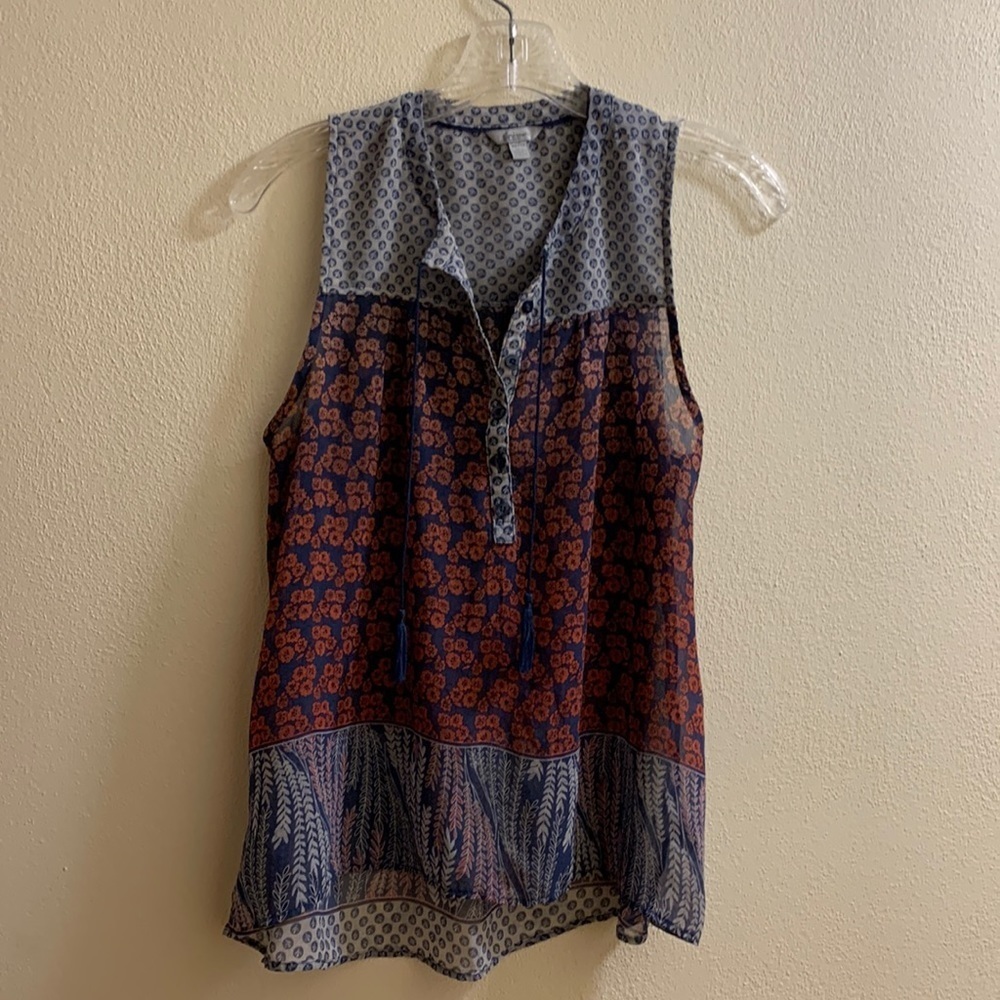 Lorimer Sheer Boho Print Sleeveless Top